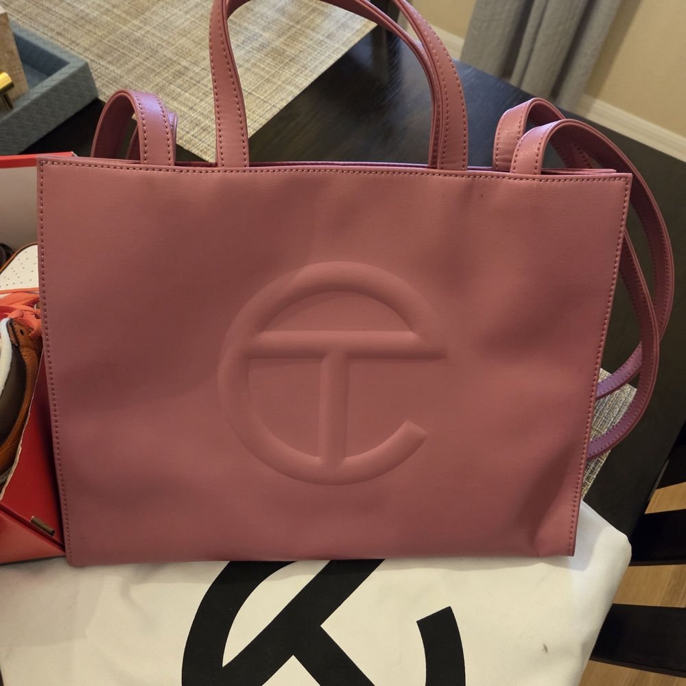 Pink Embossed Logo Tote Bag - Women's Shoulder Bag